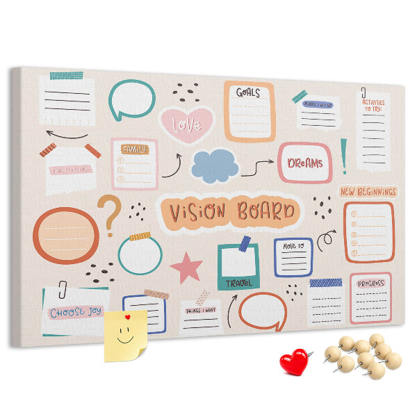 Pinnwand mit Korkrückwand buntes Traumboard für Notizen