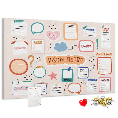 Pinnwand mit Korkrückwand buntes Traumboard für Notizen