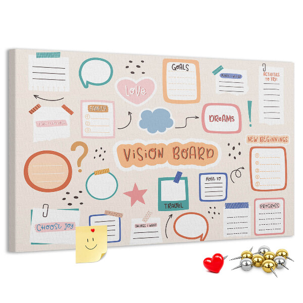 Pinnwand mit Korkrückwand buntes Traumboard für Notizen