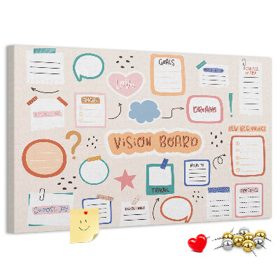 Pinnwand mit Korkrückwand buntes Traumboard für Notizen