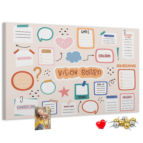 Pinnwand mit Korkrückwand buntes Traumboard für Notizen
