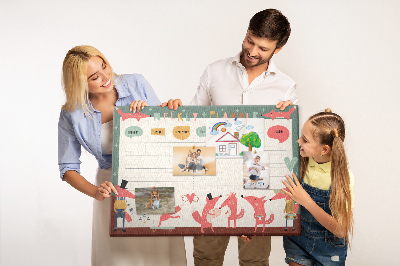 Korktafel mit Motiv Retro-Tiere auf einem Wochenplaner