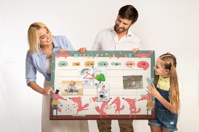 Korktafel mit Motiv Retro-Tiere auf einem Wochenplaner