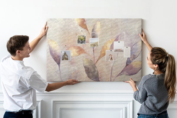 Korkbild zarte Blätter in Pastelltönen