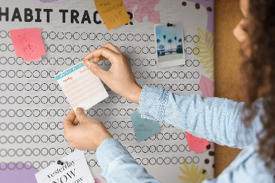 Bild mit Korkrückwand tropisches Muster mit Blättern und Punkten