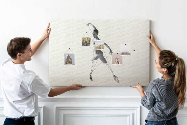 Korkbild tanzende Silhouette aus feinen Linien
