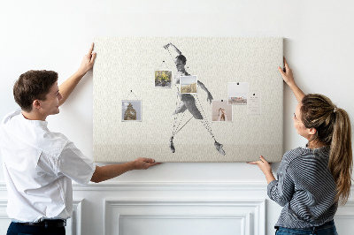 Korkbild tanzende Silhouette aus feinen Linien