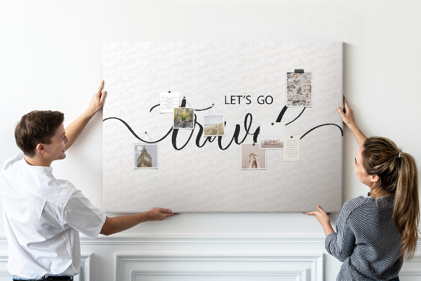 Bild mit Korkrückwand Reiseinspiration im eleganten Stil