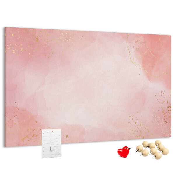 Korktafel mit rosa Hintergrund und zarten Goldakzenten