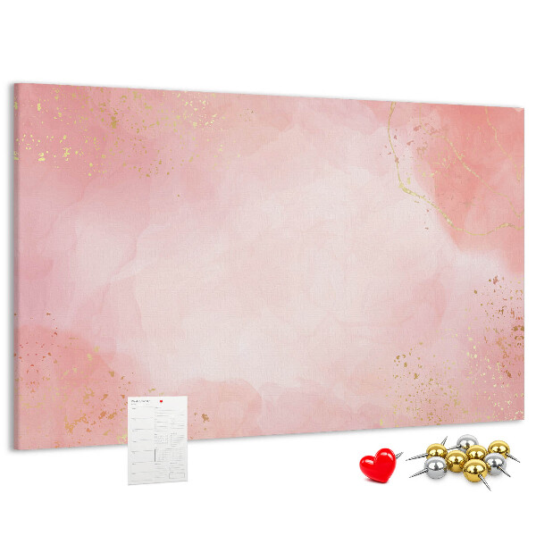 Korktafel mit rosa Hintergrund und zarten Goldakzenten