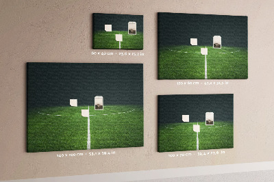 Korkbild mit Motiv eines Fußballfeldes mit Linien und Rasen