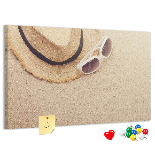 Bild mit Korkrückwand sommerliche Entspannung am Strand mit Sonnenbrille