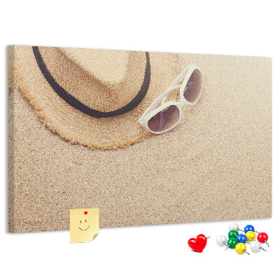 Bild mit Korkrückwand sommerliche Entspannung am Strand mit Sonnenbrille