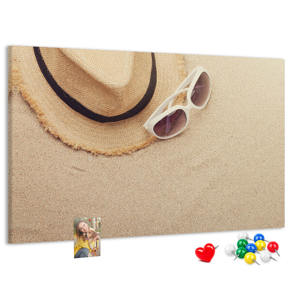 Bild mit Korkrückwand sommerliche Entspannung am Strand mit Sonnenbrille