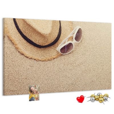 Bild mit Korkrückwand sommerliche Entspannung am Strand mit Sonnenbrille