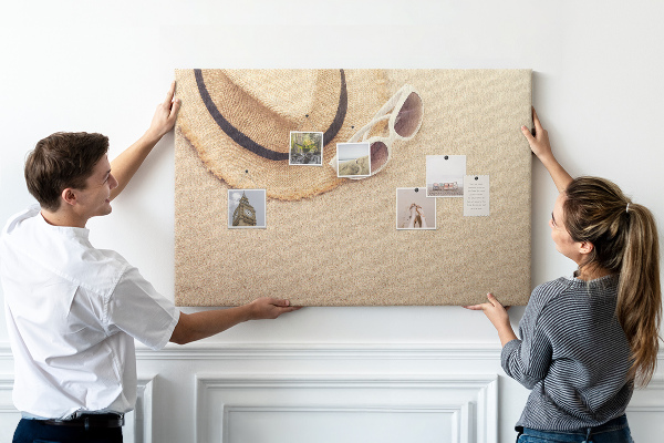 Bild mit Korkrückwand sommerliche Entspannung am Strand mit Sonnenbrille