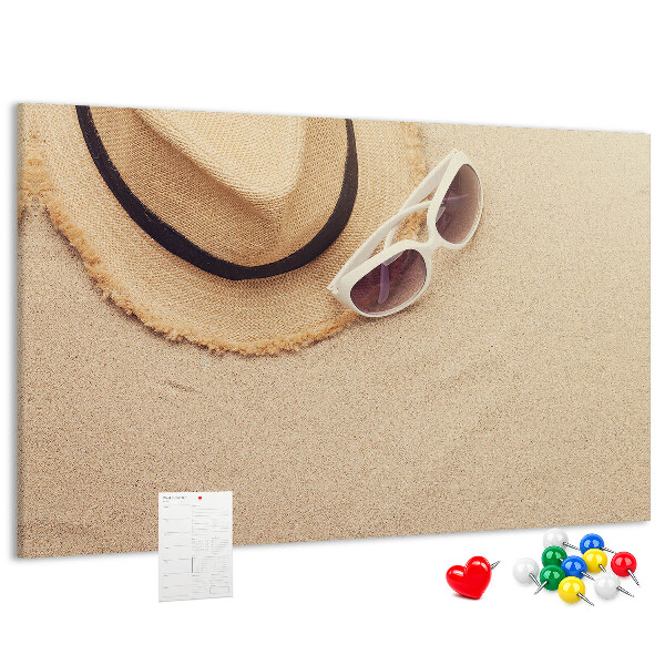 Bild mit Korkrückwand sommerliche Entspannung am Strand mit Sonnenbrille