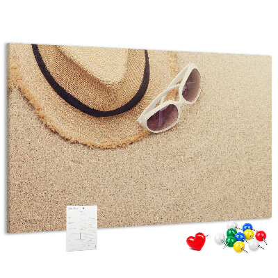 Bild mit Korkrückwand sommerliche Entspannung am Strand mit Sonnenbrille