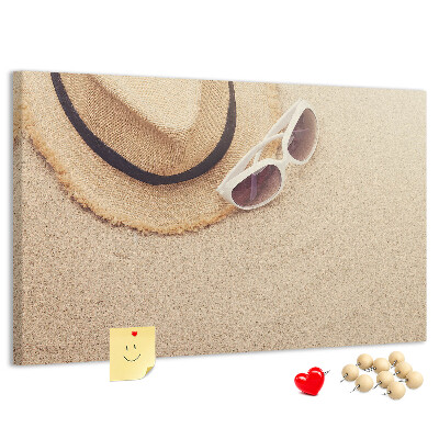 Bild mit Korkrückwand sommerliche Entspannung am Strand mit Sonnenbrille