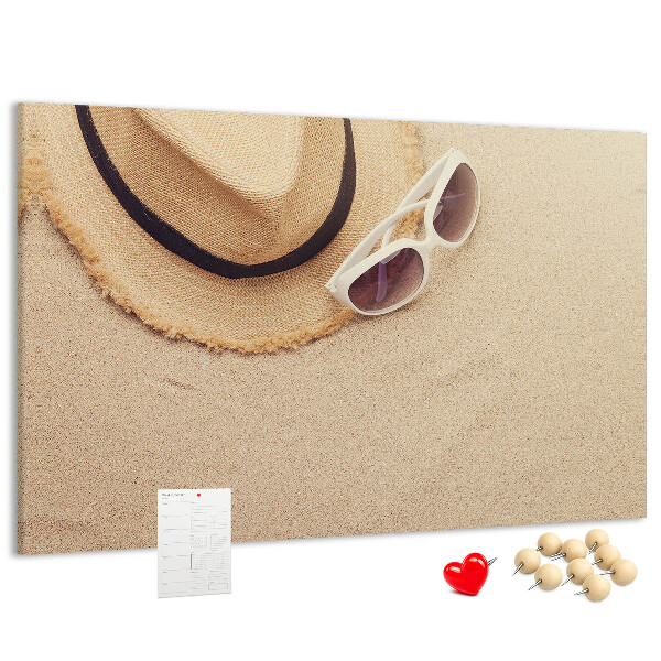 Bild mit Korkrückwand sommerliche Entspannung am Strand mit Sonnenbrille