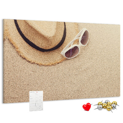 Bild mit Korkrückwand sommerliche Entspannung am Strand mit Sonnenbrille