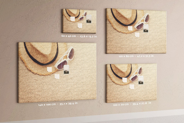 Bild mit Korkrückwand sommerliche Entspannung am Strand mit Sonnenbrille