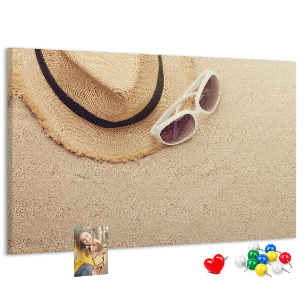 Bild mit Korkrückwand sommerliche Entspannung am Strand mit Sonnenbrille
