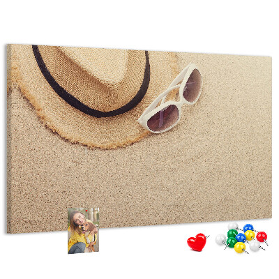 Bild mit Korkrückwand sommerliche Entspannung am Strand mit Sonnenbrille