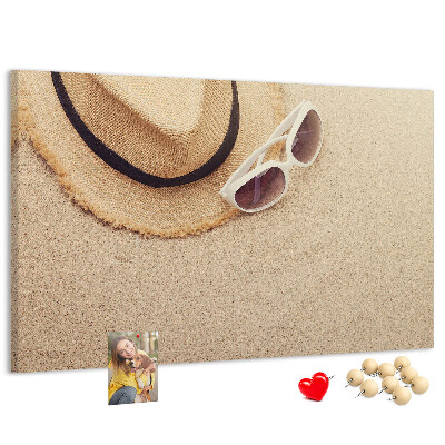 Bild mit Korkrückwand sommerliche Entspannung am Strand mit Sonnenbrille