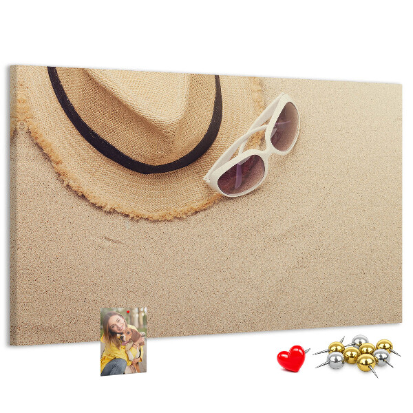 Bild mit Korkrückwand sommerliche Entspannung am Strand mit Sonnenbrille