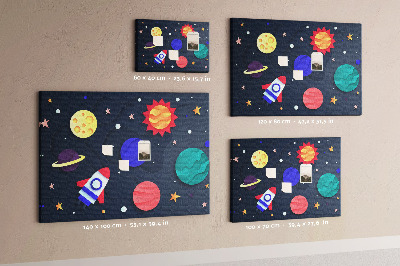 Bild mit Korkrückwand eine Weltraumreise durch farbenprächtige Planeten