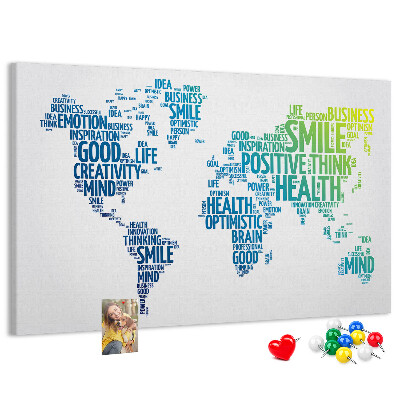 Kork-Pinnwand mit positiven Affirmationen