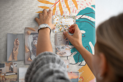 Bilder mit Korkrückwand tropisches Muster mit bunten Blättern und Blüten