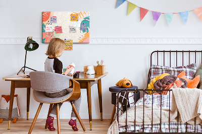 Bilder mit Korkrückwand tropisches Muster mit bunten Blättern und Blüten