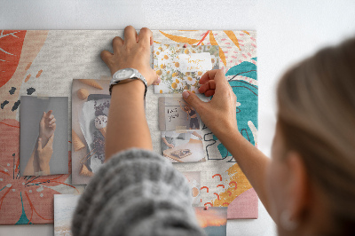 Bilder mit Korkrückwand tropisches Muster mit bunten Blättern und Blüten
