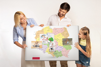 Kork-Pinnwand mit administrativer Gliederung der Landkarte von Polen