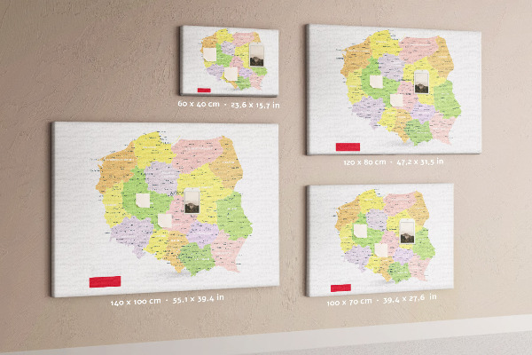 Kork-Pinnwand mit administrativer Gliederung der Landkarte von Polen