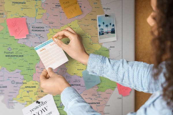 Korkbild Karte von Polen mit farbigen Woiwodschaften