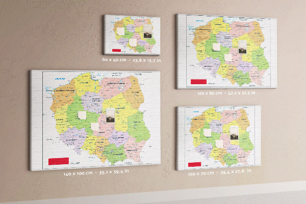 Korkbild Karte von Polen mit farbigen Woiwodschaften