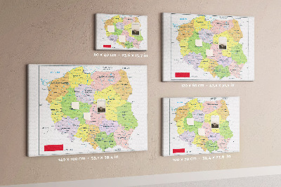 Korkbild Karte von Polen mit farbigen Woiwodschaften