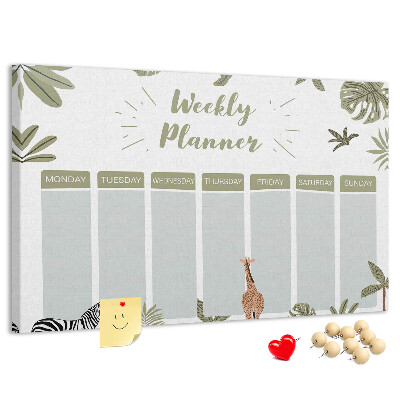 Wochenplaner mit Korkrückwand mit Pflanzenmuster