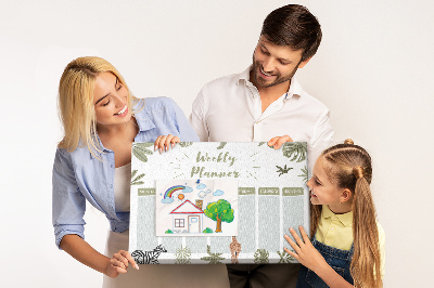 Wochenplaner mit Korkrückwand mit Pflanzenmuster