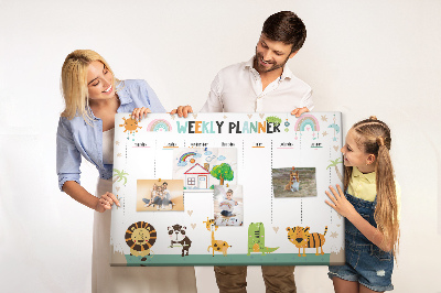 Kork-Pinnwand bunter Wochenplaner mit Tiermotiven