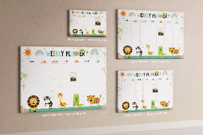 Kork-Pinnwand bunter Wochenplaner mit Tiermotiven