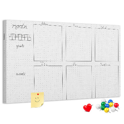 Planer mit Raster und Korkrückwand zur Organisation Ihrer Zeit