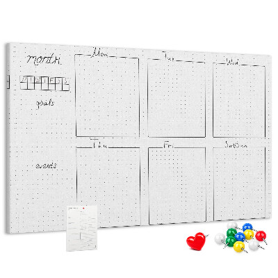 Planer mit Raster und Korkrückwand zur Organisation Ihrer Zeit