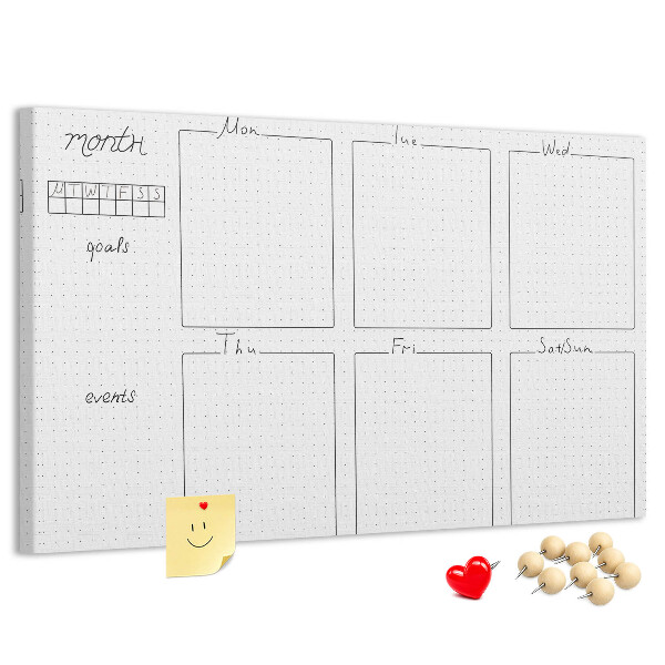 Planer mit Raster und Korkrückwand zur Organisation Ihrer Zeit
