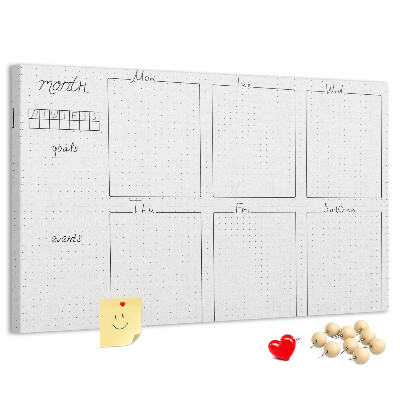 Planer mit Raster und Korkrückwand zur Organisation Ihrer Zeit