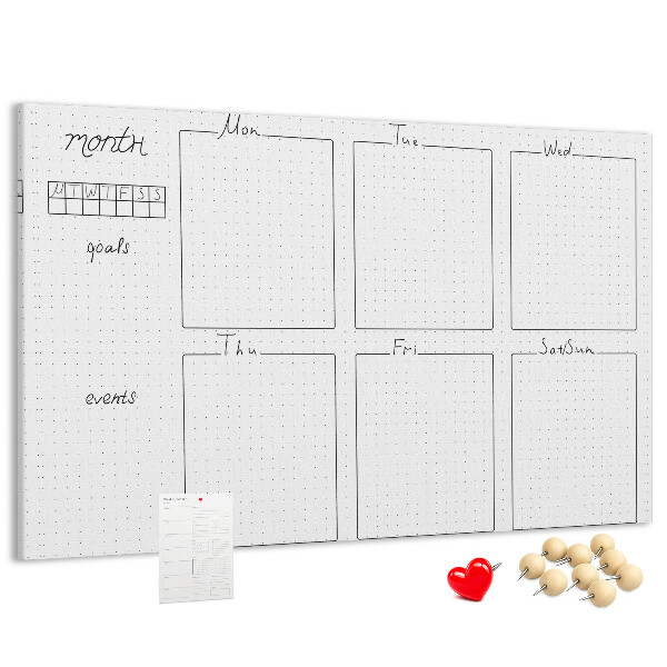 Planer mit Raster und Korkrückwand zur Organisation Ihrer Zeit