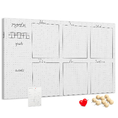 Planer mit Raster und Korkrückwand zur Organisation Ihrer Zeit